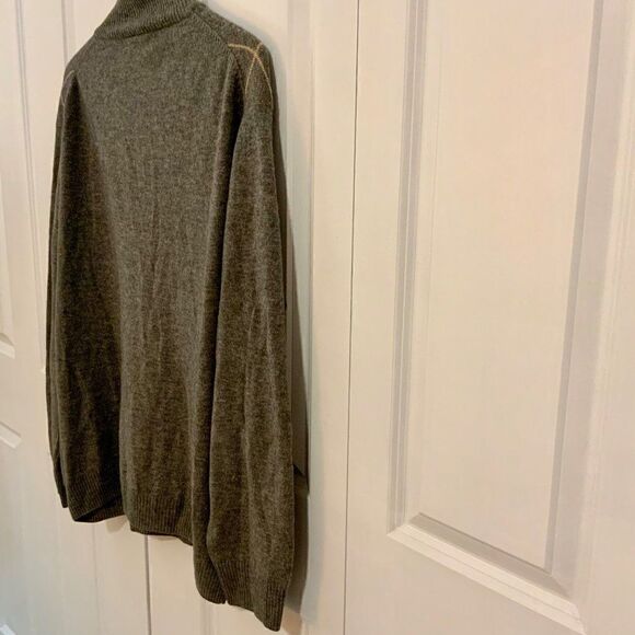 Jos. A. Bank Men’s Grey Argyle Lambs’ Wool Blend Mock Neck Sweater XL - Picture 8 of 9